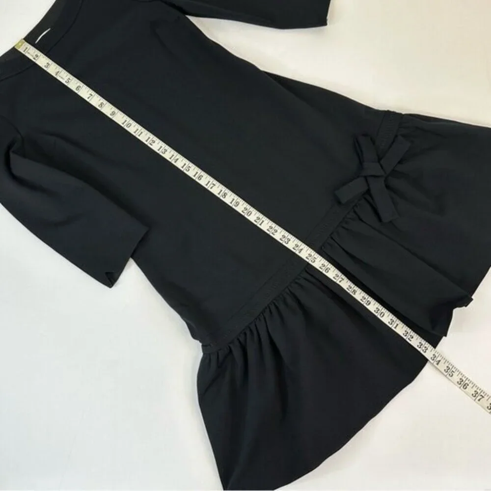 Kate Spade New York Arlen Ponte Dress Black 3/4 Sleeve Bow Drop Waist Size 2 NEW
